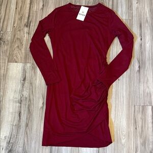 Elegant Long Sleeve Wine Dress